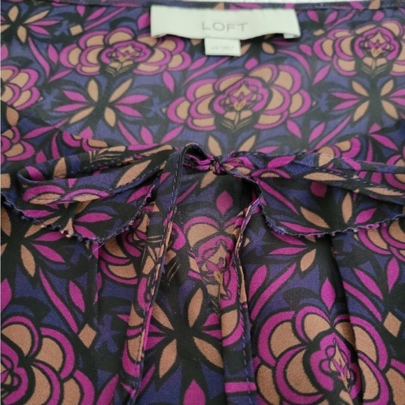 Vintage LOFT Sheer Print Blouse in Jewel Tones - Picture 10 of 11